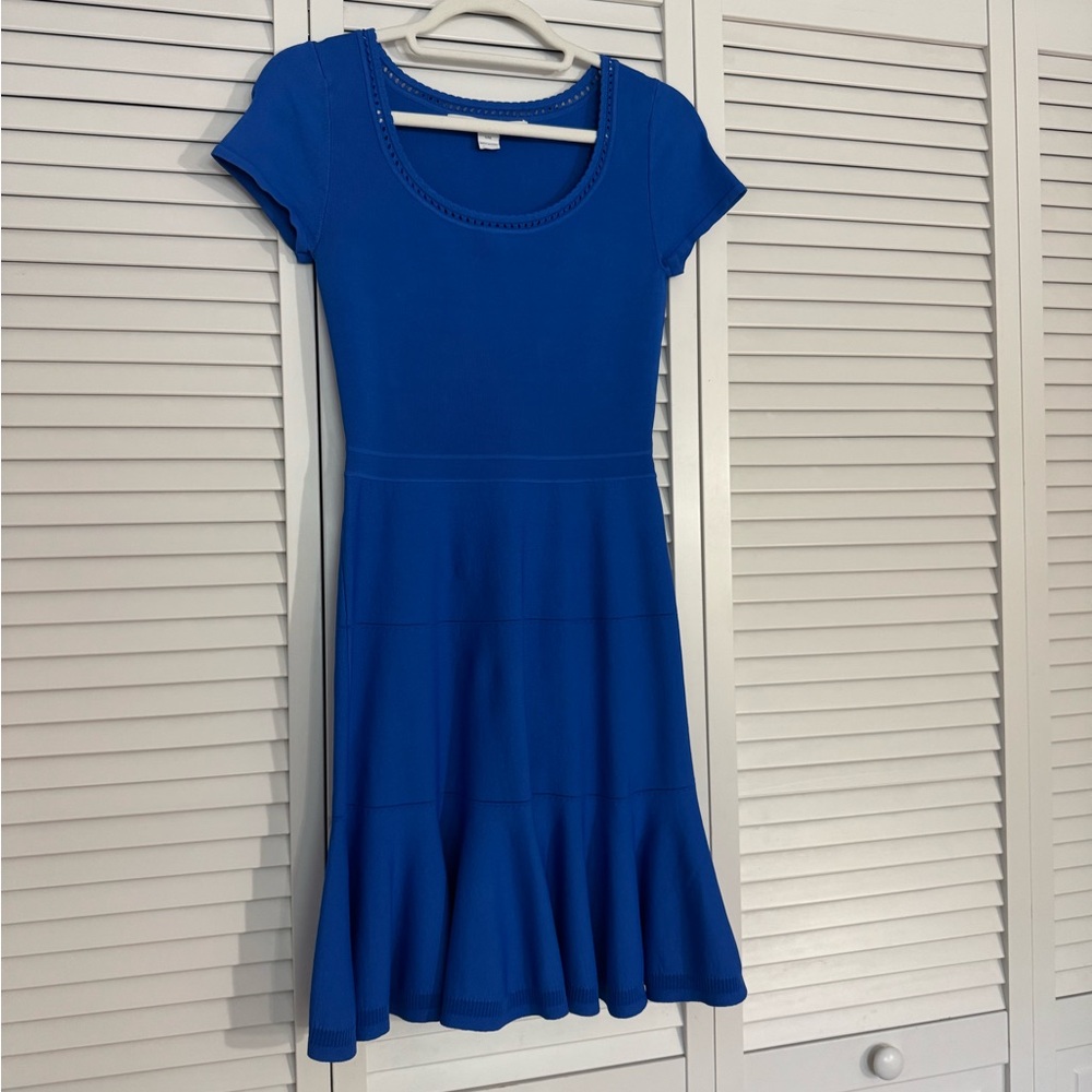 Diane Von Furstenberg Short Sleeve Royal Blue Work Dress Knee Length Sz S